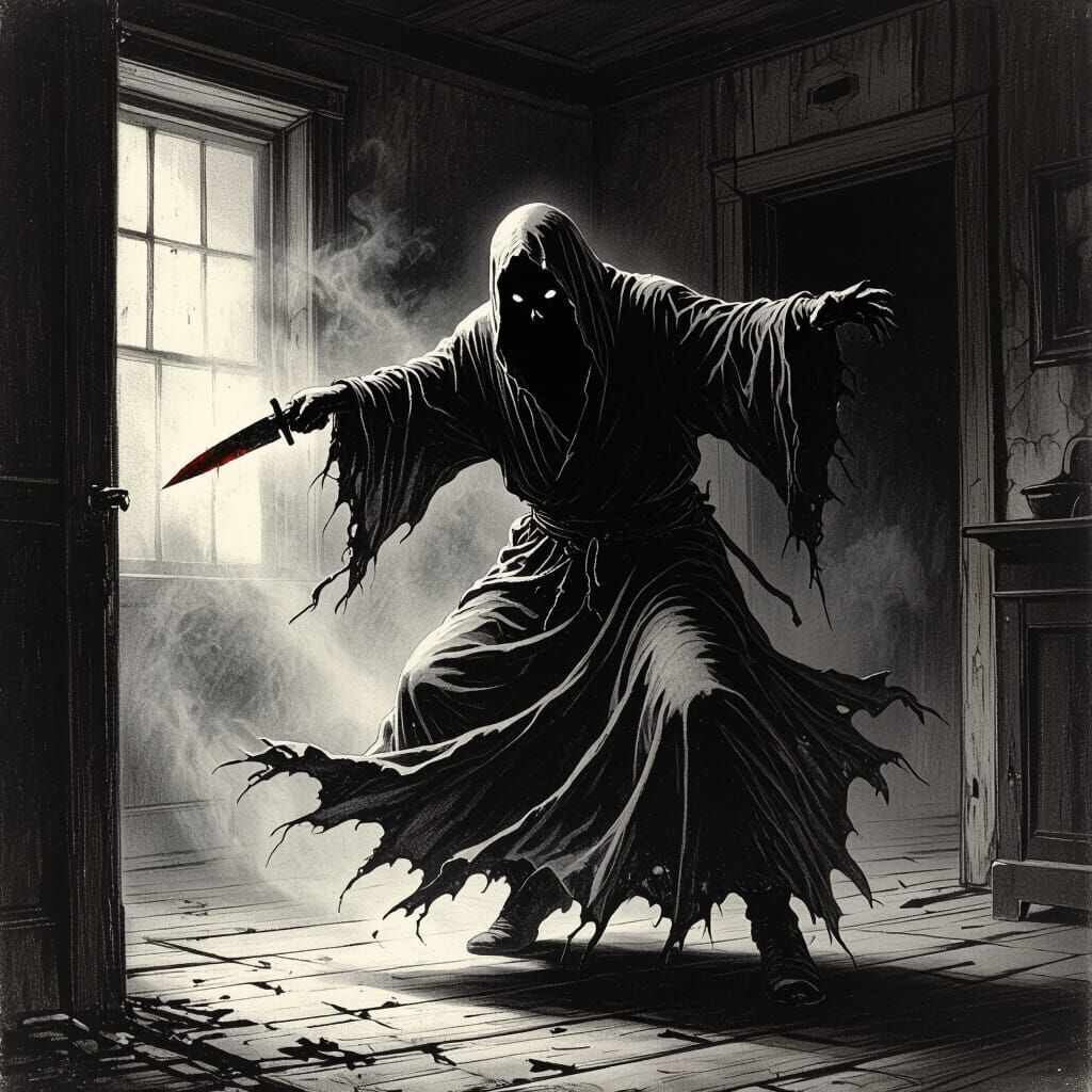 Ghost Dances Maniacally in Dimly Lit House