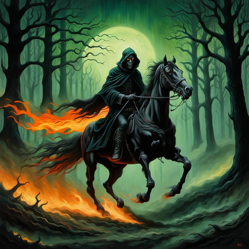Headless Grim Reaper Rides in Vintage Disney Style