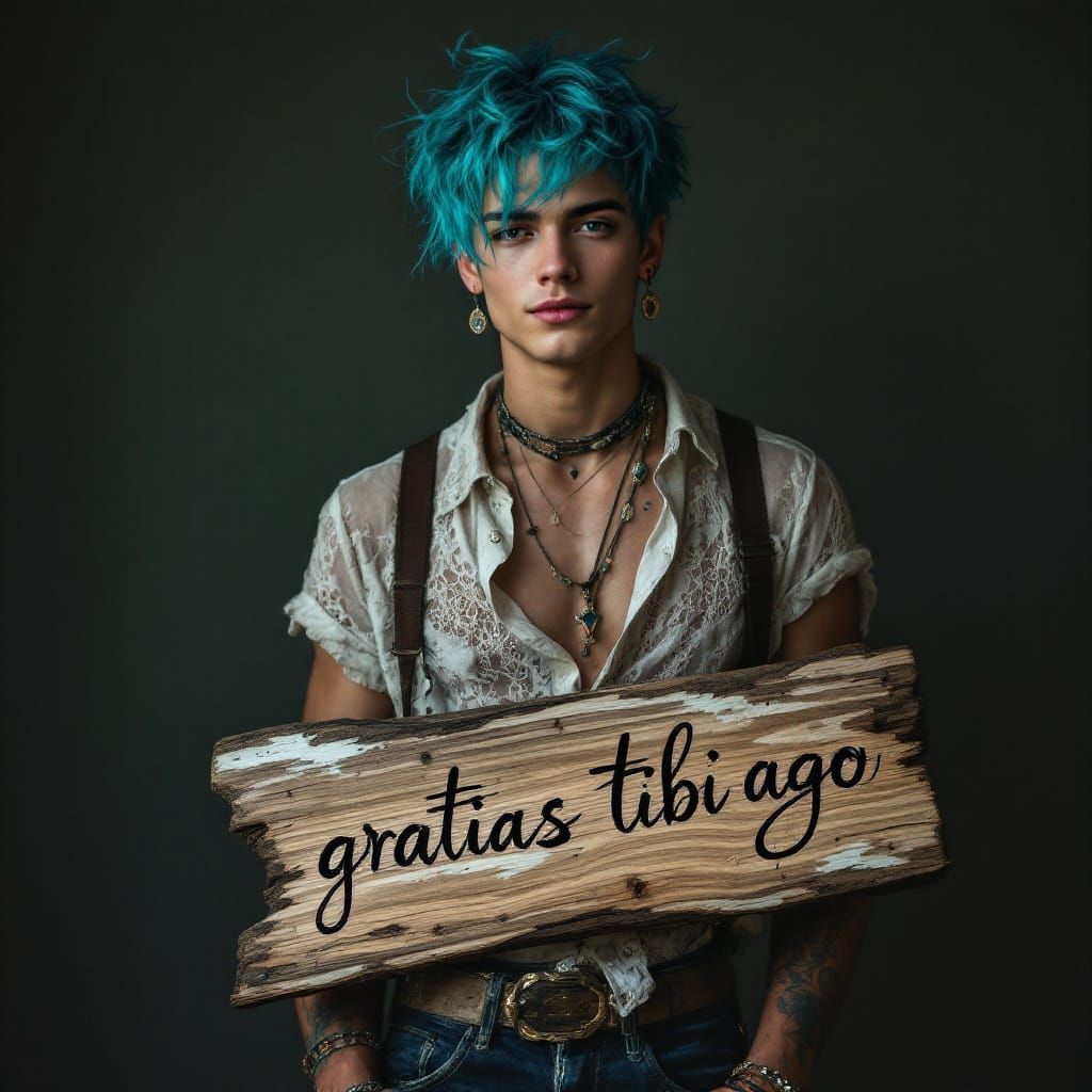 Androgynous Youth Expresses Gratitude in Whimsical Portrait