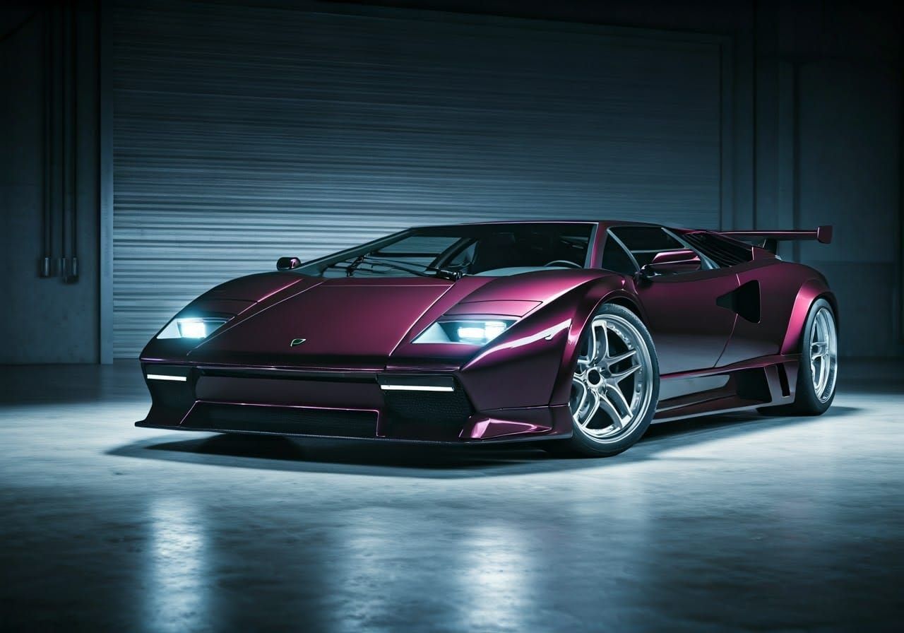 Dark Knight Supercar in Metallic Purple, Inspired by Retro F...