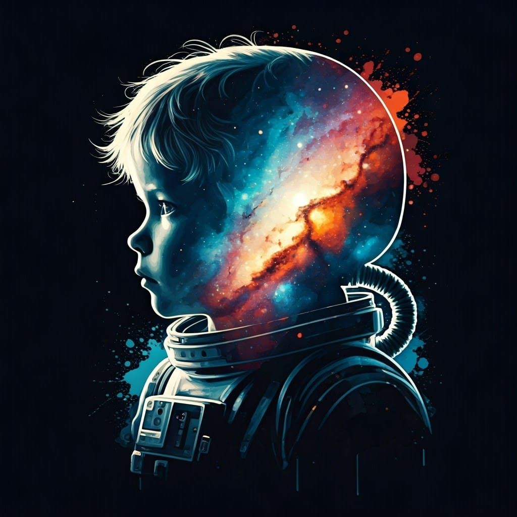 Galactic Child in Astronaut Silhouette
