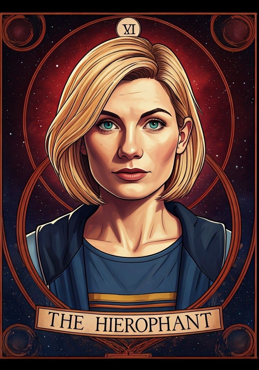 The Hierophant in Cyberpunk Fantasy Style