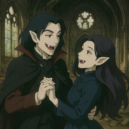 Vampires Polka in Gothic Church, Anime Style