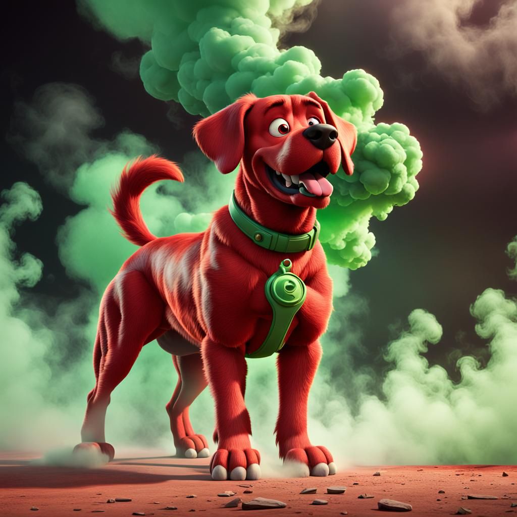 Clifford and Bright Green Smoke Cloud as 3D Art