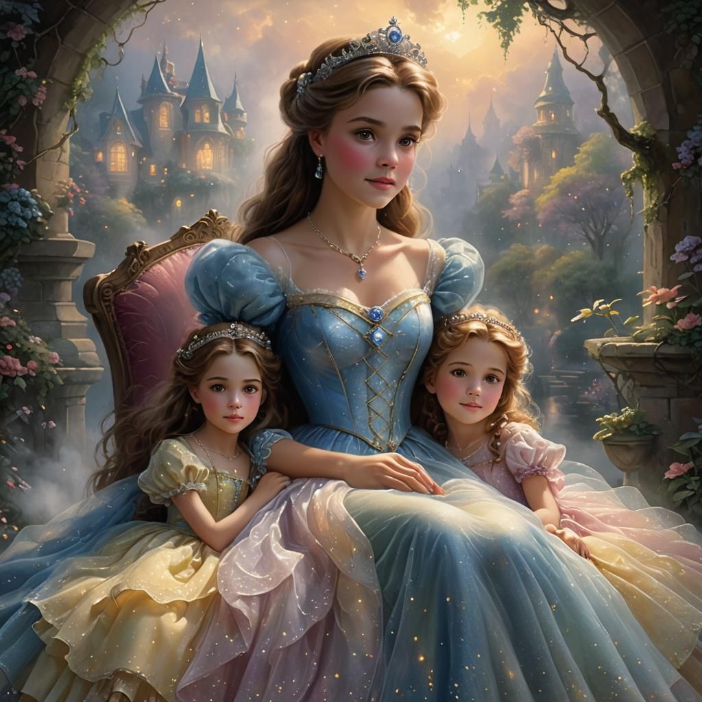 Ethereal Princess with Sister, Fantasy Art