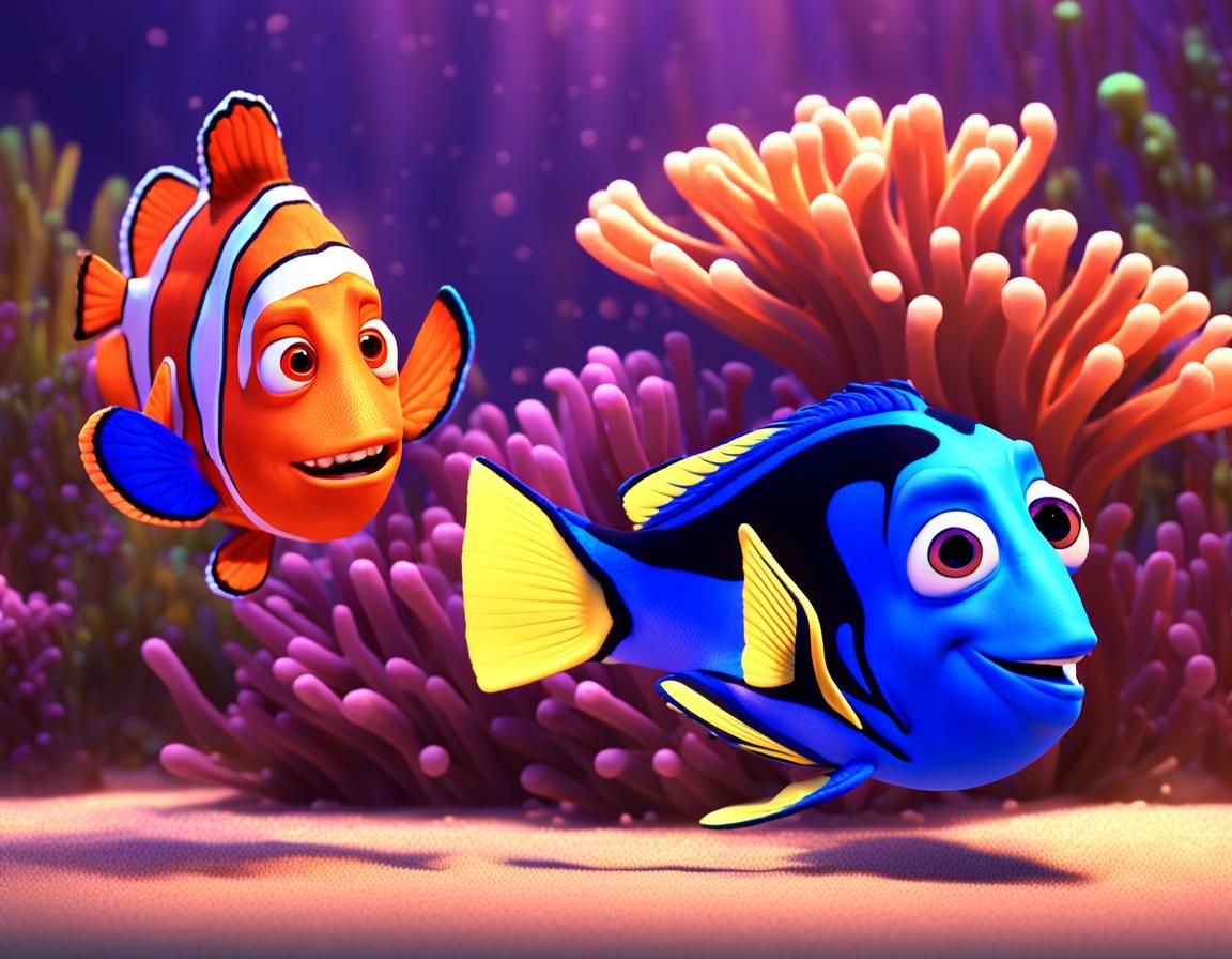 Nemo and Dory: 3D Digital Art from Finding Nemo