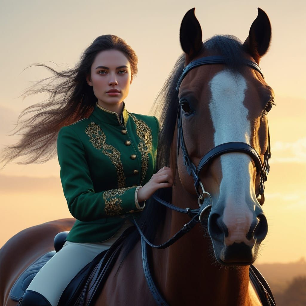 Regal Horsewoman in Ultra-Detailed Digital Art