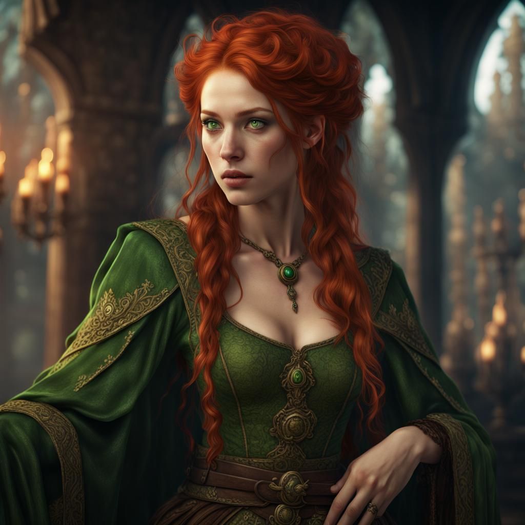 Redhead Sorceress: Fantasy Art in Unreal Engine 5