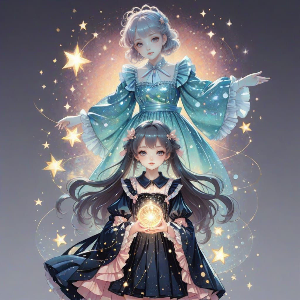 Cute Magical Girl in Anime Style