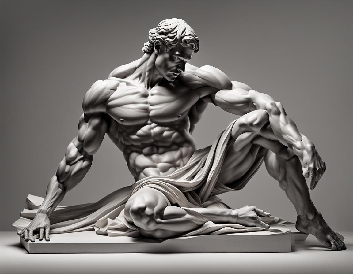 Contemplative Figure with Gun in Grayscale and Orange