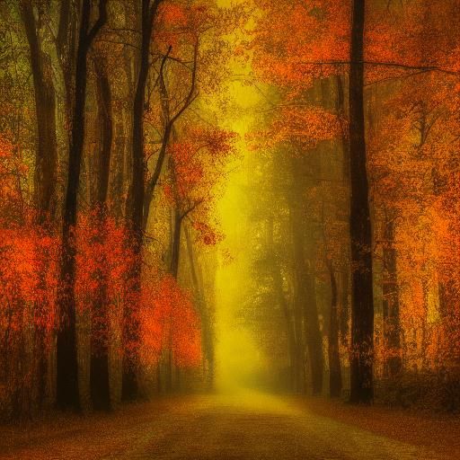 Misty Autumn Forest with Golden Light