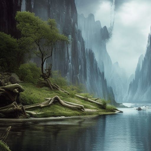 Epic River Landscape in Digital Matte Painting