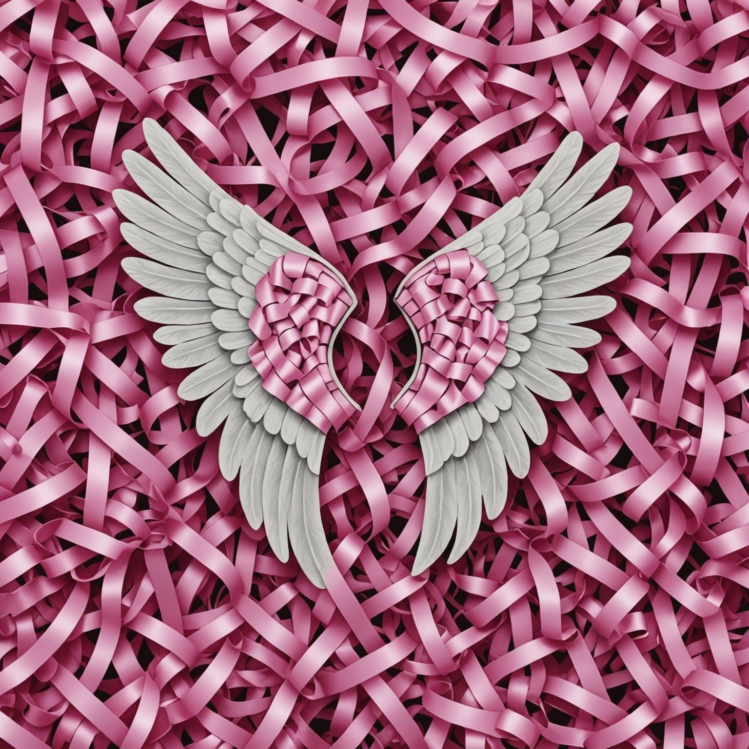 Angel Wings in Pink Awareness Ribbons Art