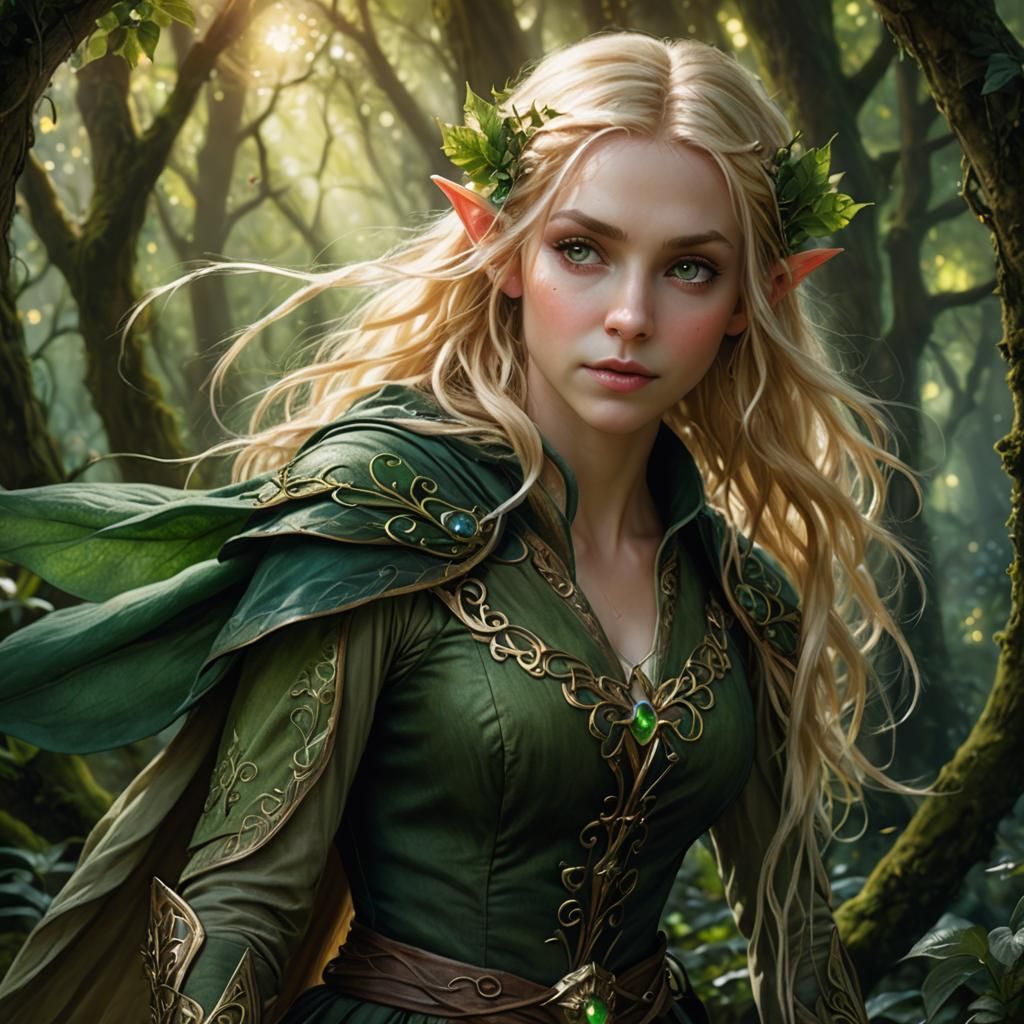Enchanted Elf Portrait in a Mystical Forest
