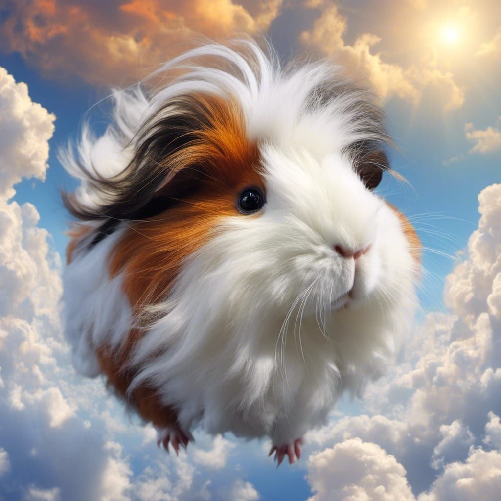 Guinea Pig Floating Among Cloud Animals