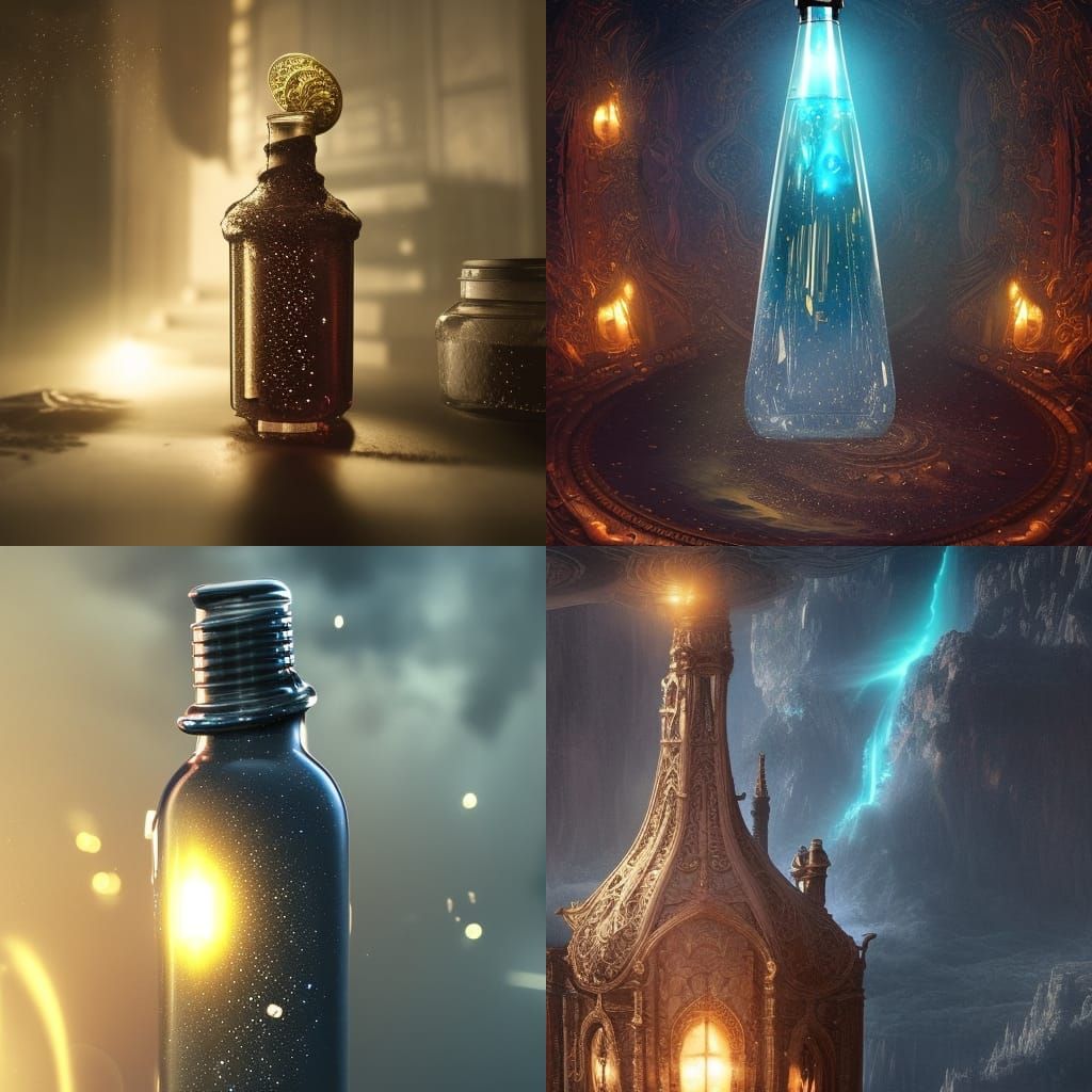 Sparkling Potion Bottle: Epic Digital Matte Painting