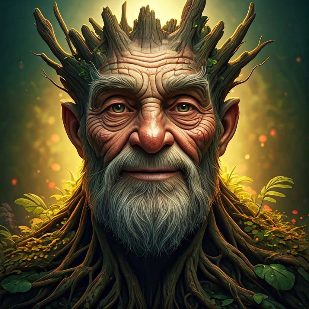 Gentle Grandfather Treant in Lush Forest Setting