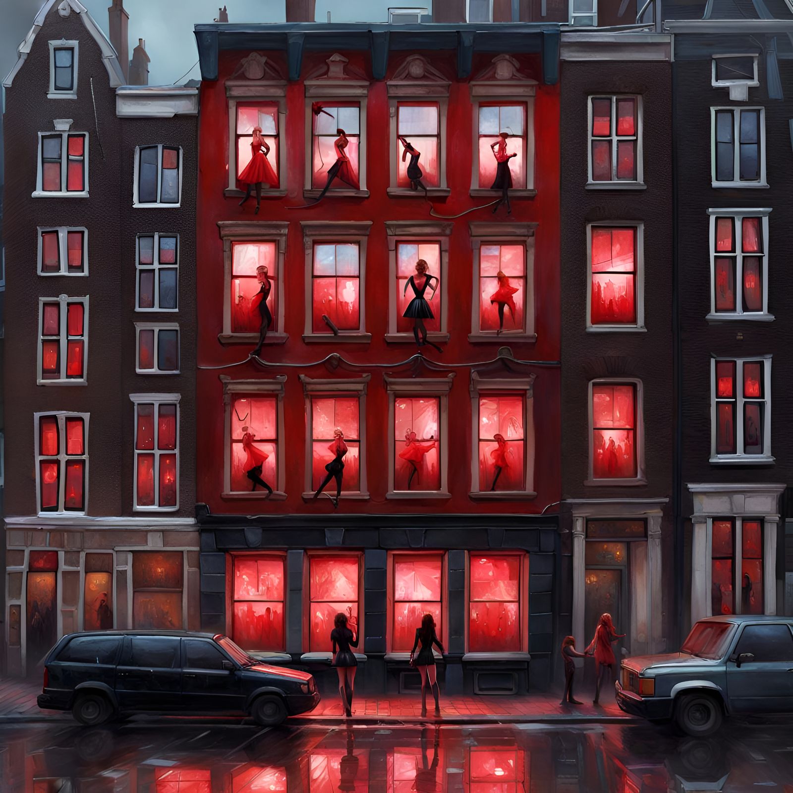 Red Light District: Hyperdetailed Digital Painting