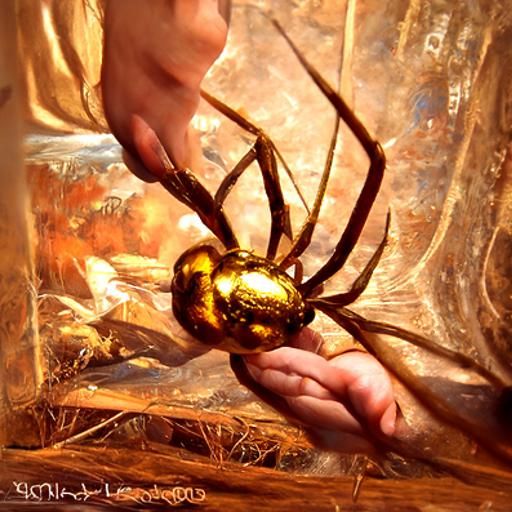 Intricate Gold Spider Painting in Classical Style