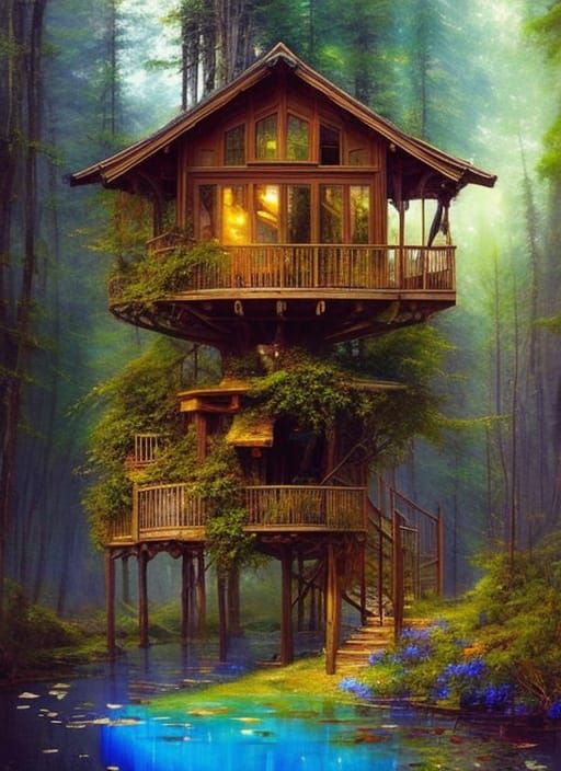 Tree house at the lake