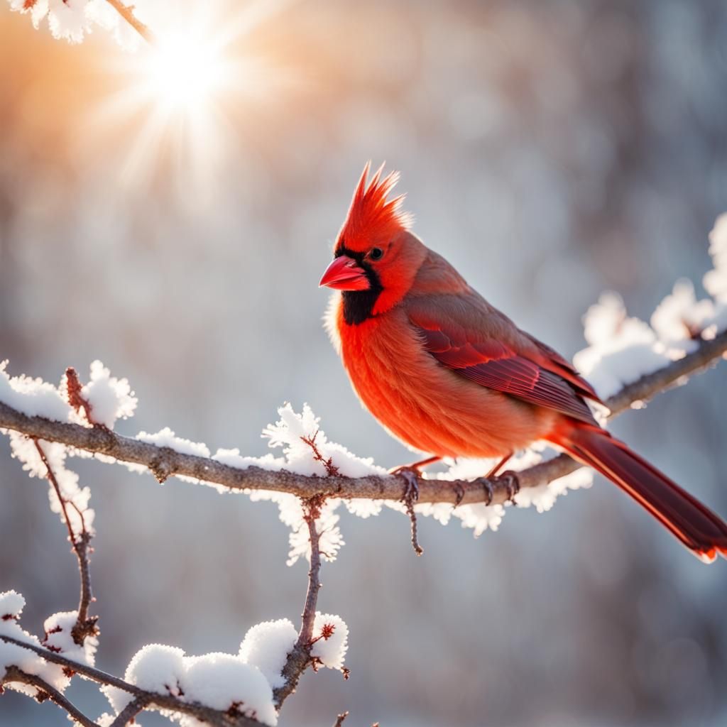 Cardinal in Winter Sunlight