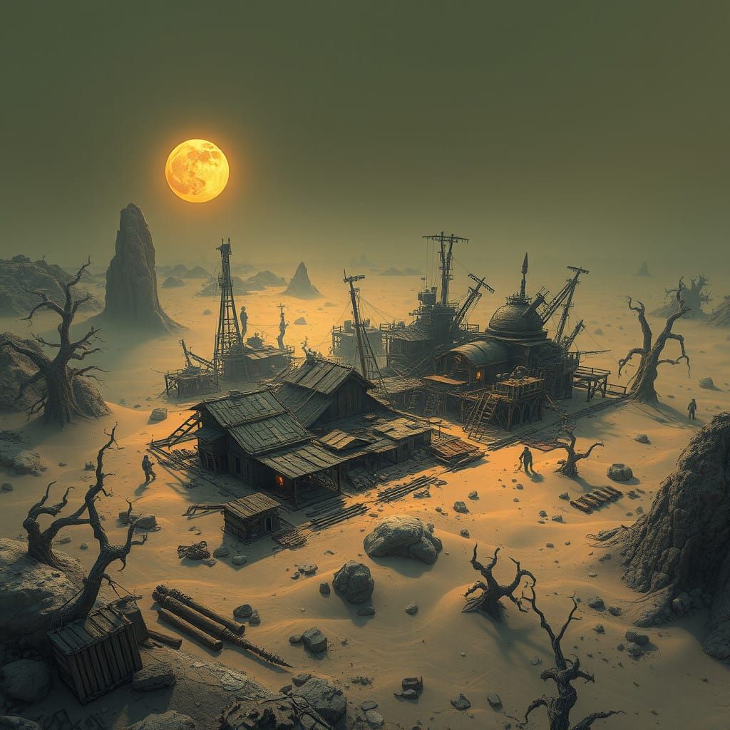 Post-Apocalyptic Mutant Raider Fortscape in Golarion's Waste...