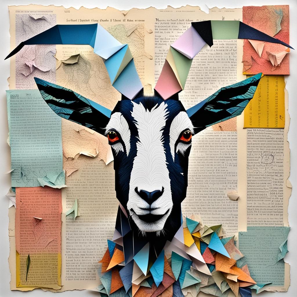 Eccentric Goat Collage in Pastel Colors