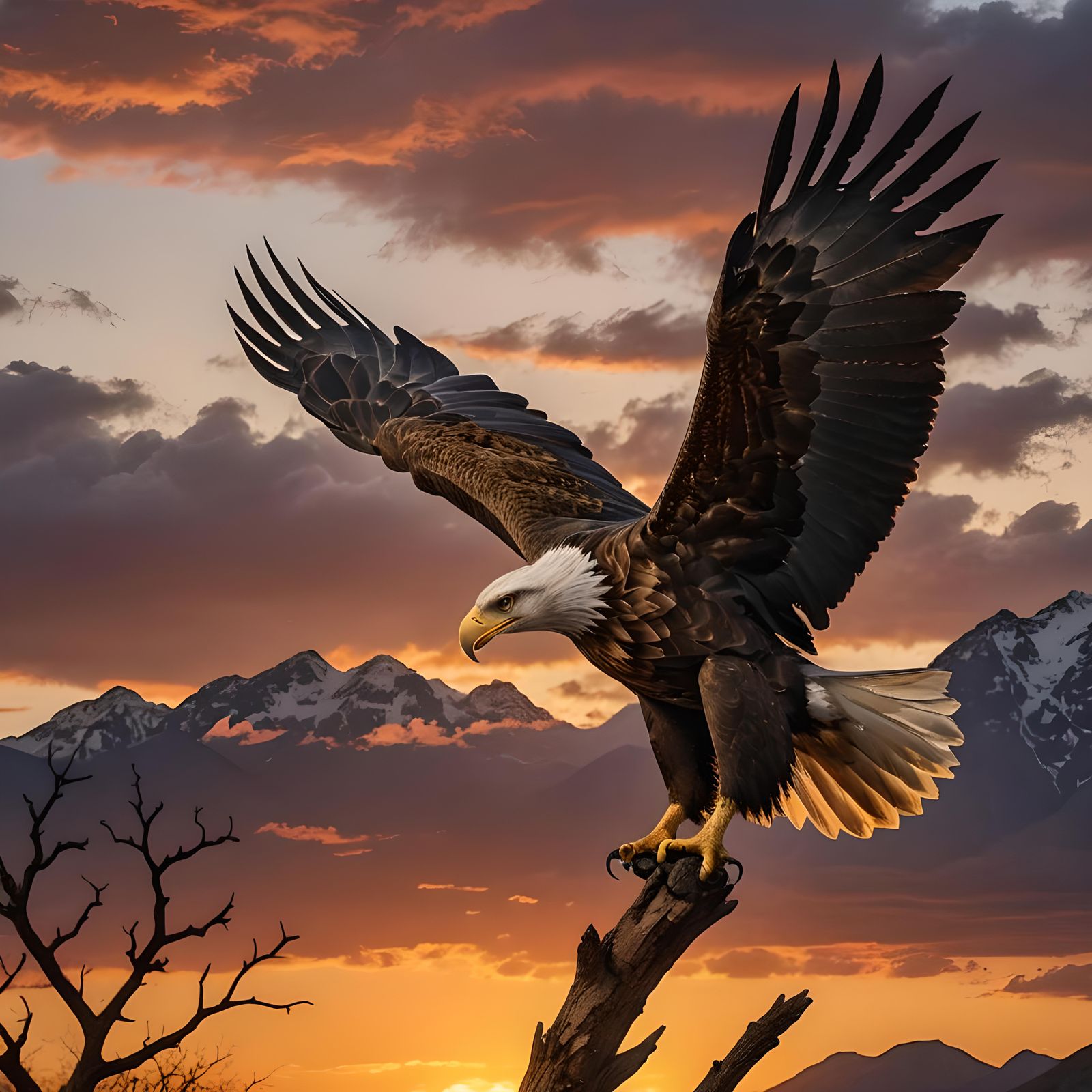 Eagle Soaring at Sunset: Wildlife Photography
