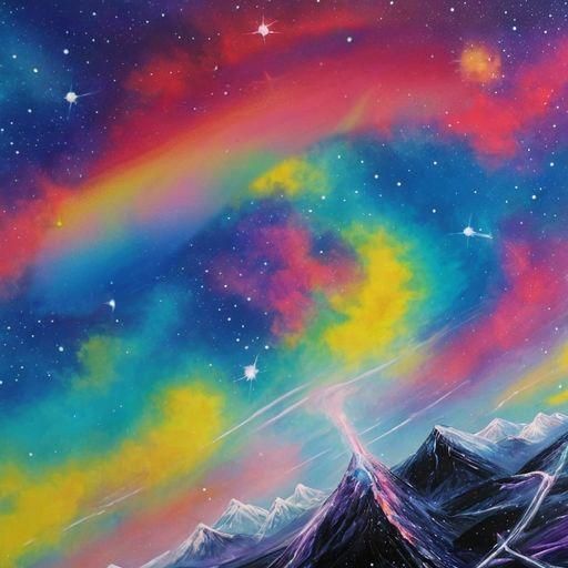 Mountain Top Galaxy in Graffiti Art Style