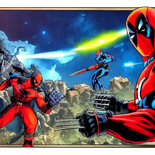 Deadpool and Wolverine vs Avengers: Comic Book Art