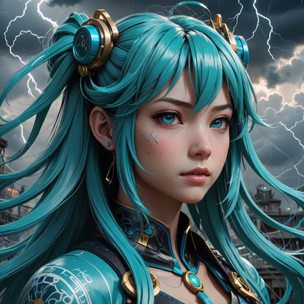 Hatsune Miku in Art Nouveau Storm