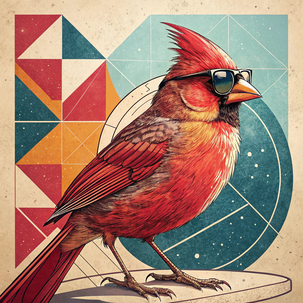 Cardinal Bird in Sunglasses: Pop Art Digital Design