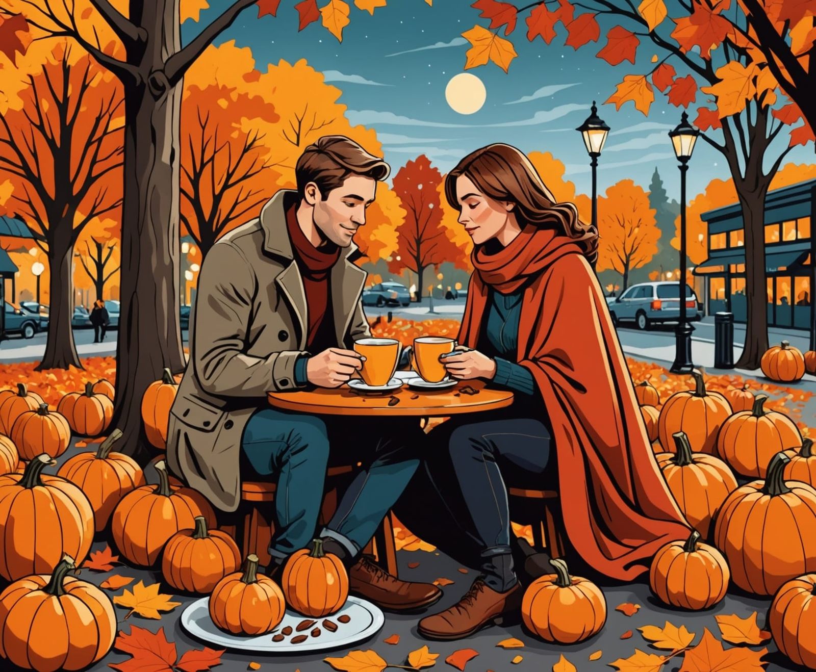 Cozy Autumn Date Night at Cafe, Rockwell Style