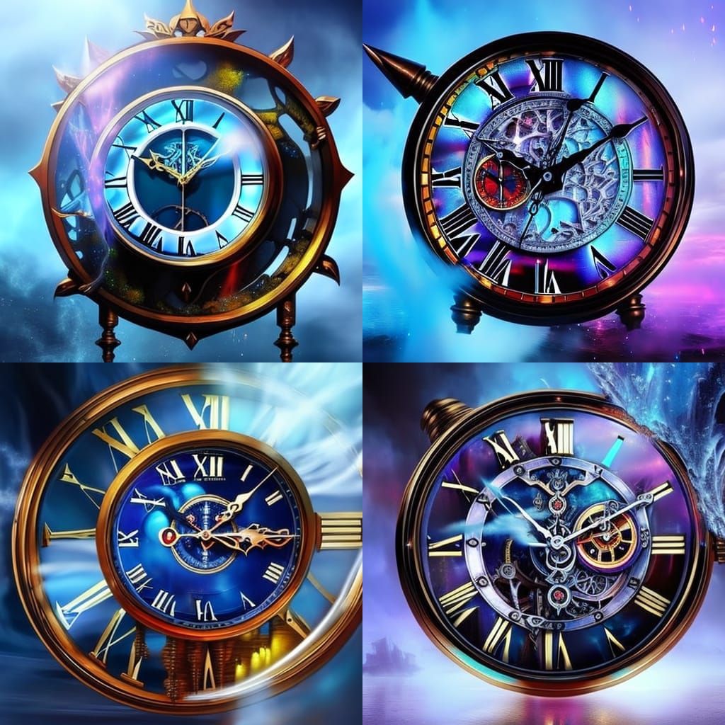 Mystic Clockpunk Clock with Crystal Glass in Dark Fantasy