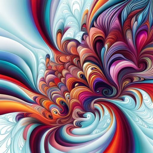 Abstract Ink Splat Dog with Fractal and Zentangle