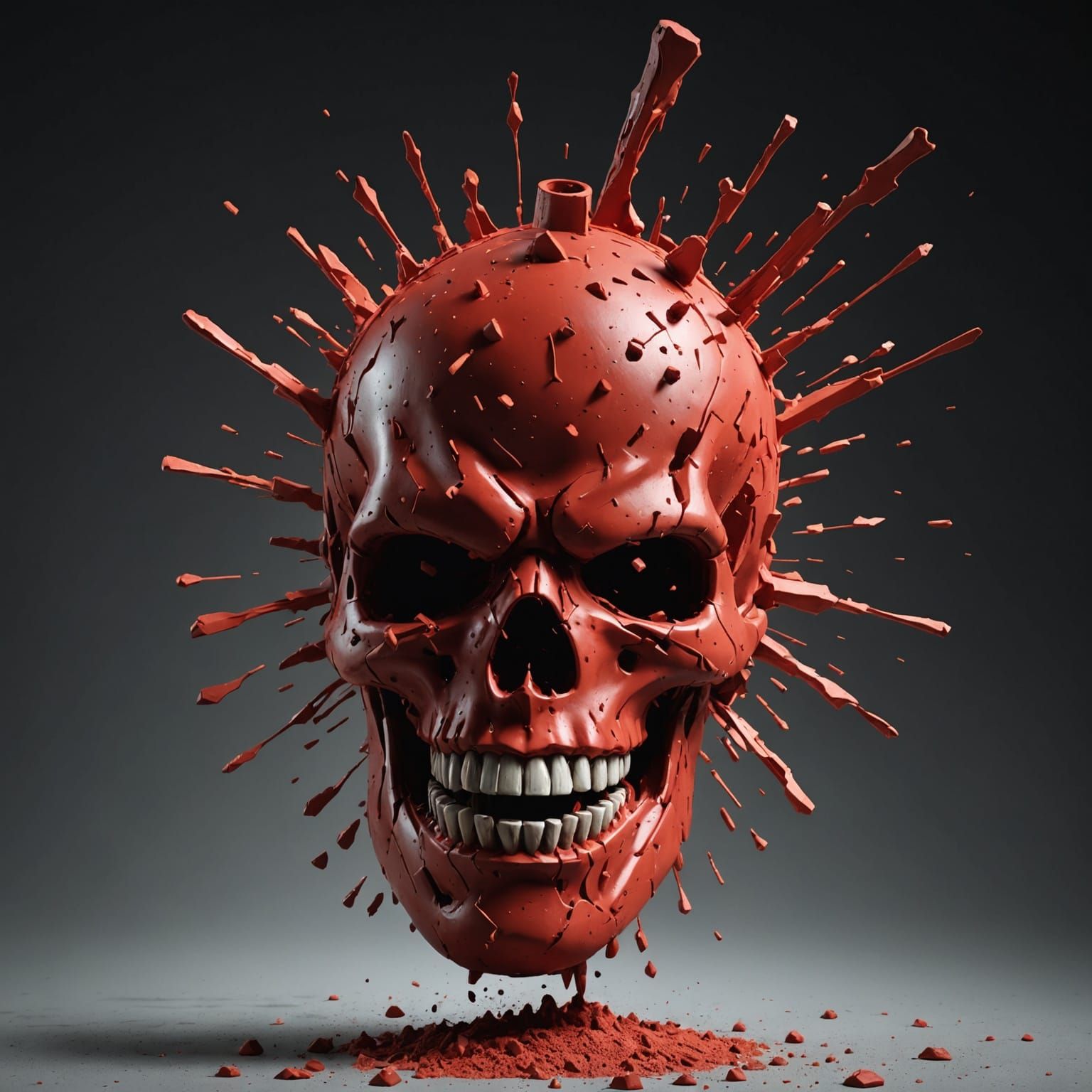 Dramatic Clay Statue Hand Grenade Explosion