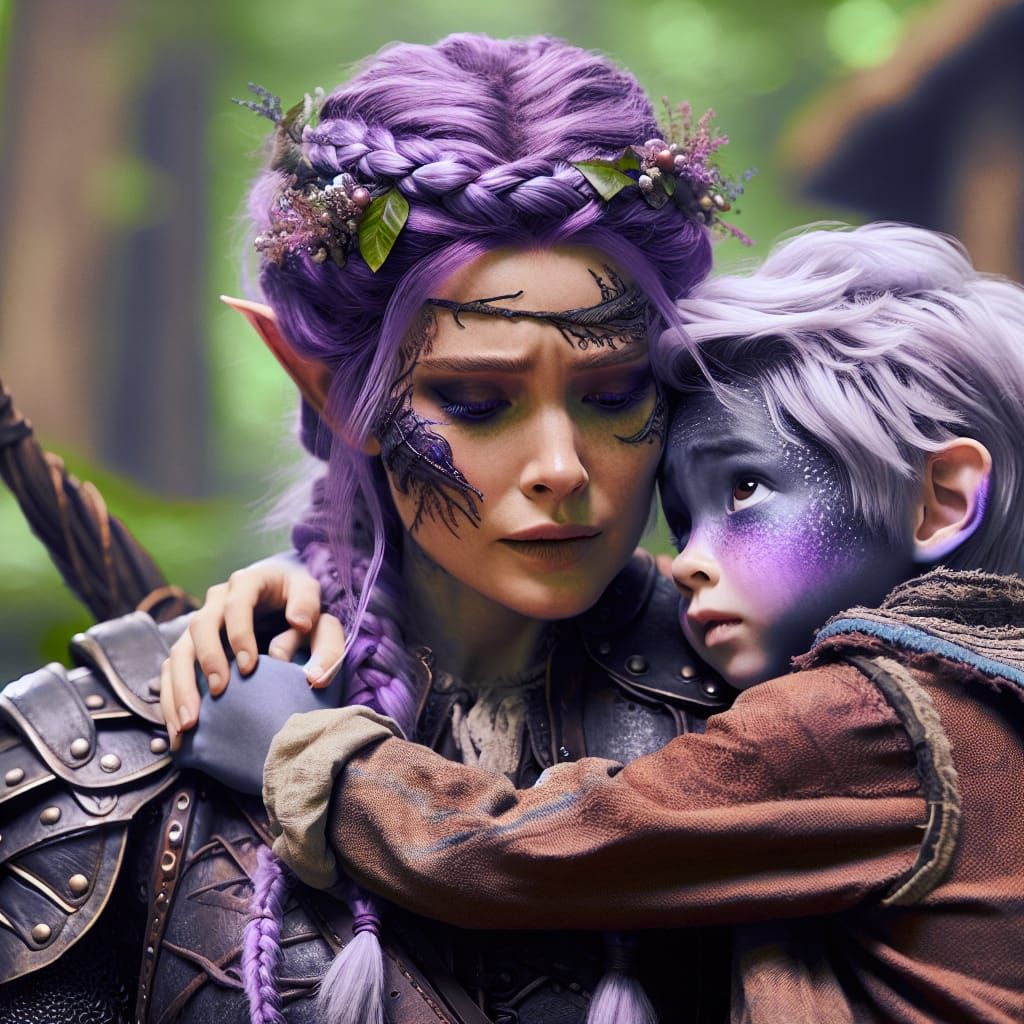 Fairy in Armor with Child, 8K Detail