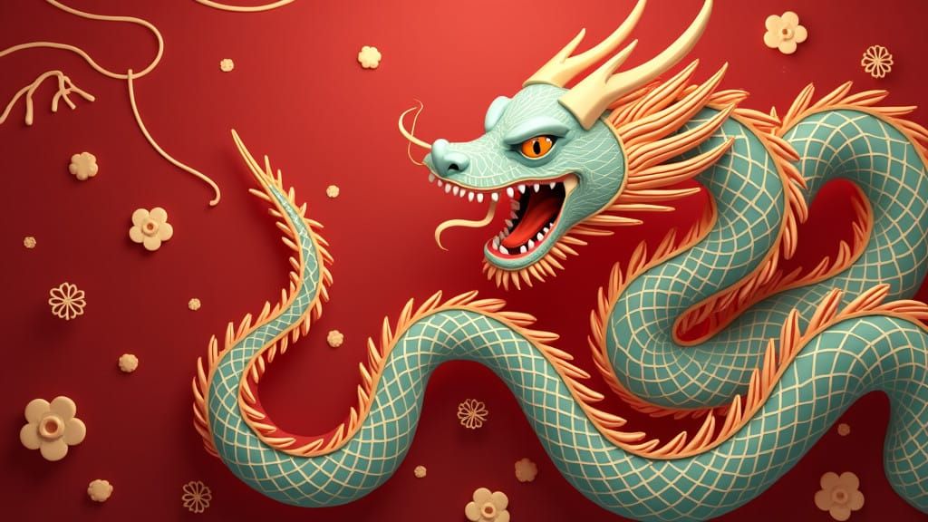 Snake-Themed Chinese New Year Scene in Vibrant Colors