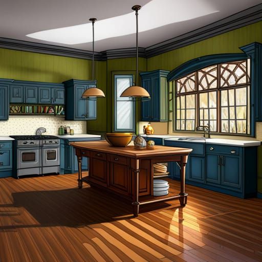Detailed Victorian Kitchen in Hyperrealistic Style