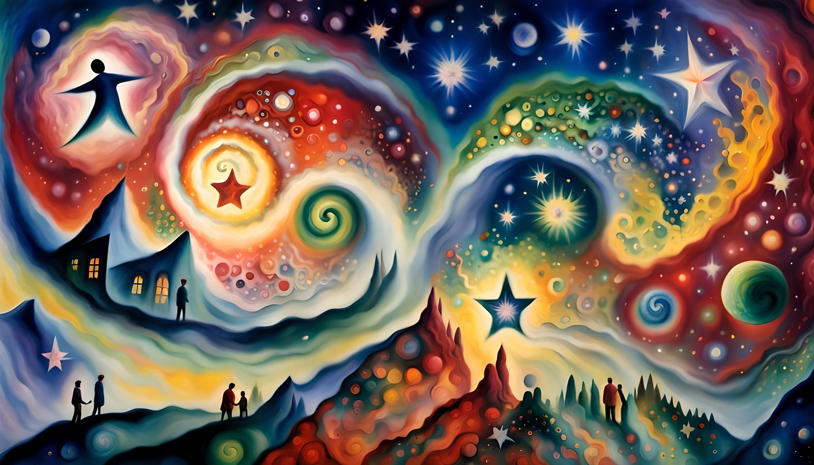 Vivid Star-Cluster Formation in Impasto Oil Painting Style