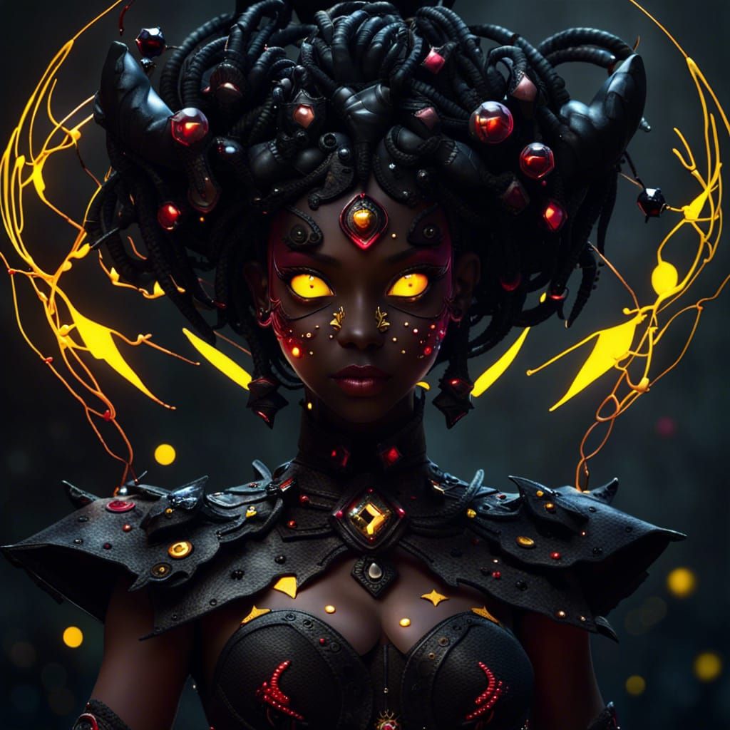 Magical Shadow Girl with Crimson Gems