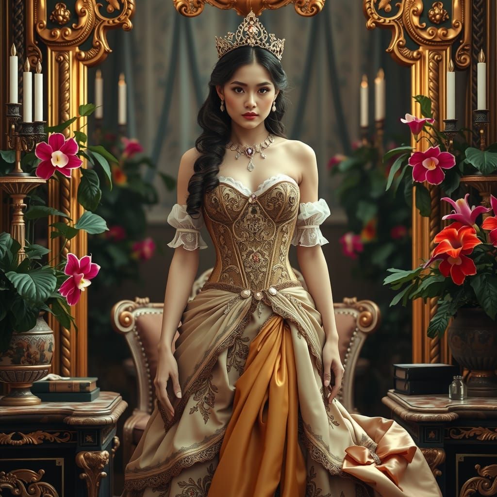 Victorian Goddess in Opulent Setting, Painterly Photograph