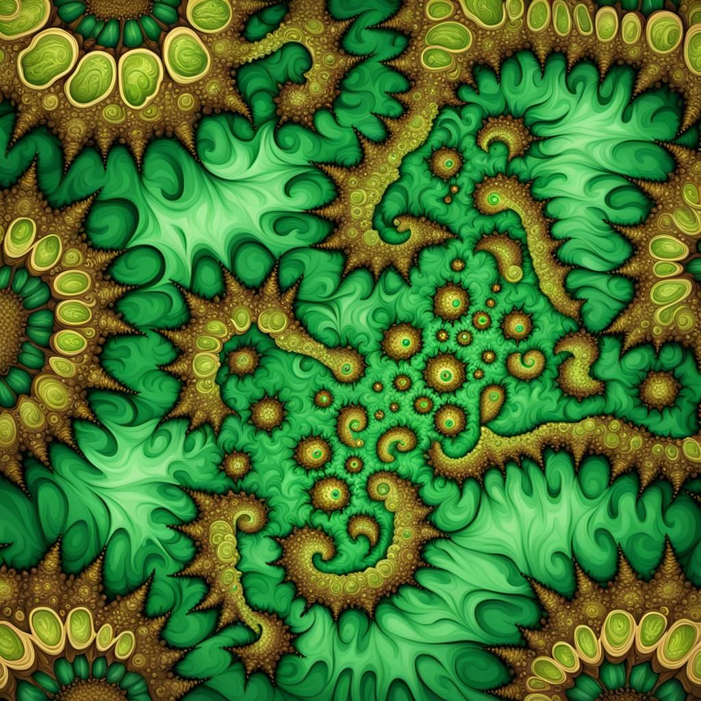 Green and Brown Fractal Amoeba Design