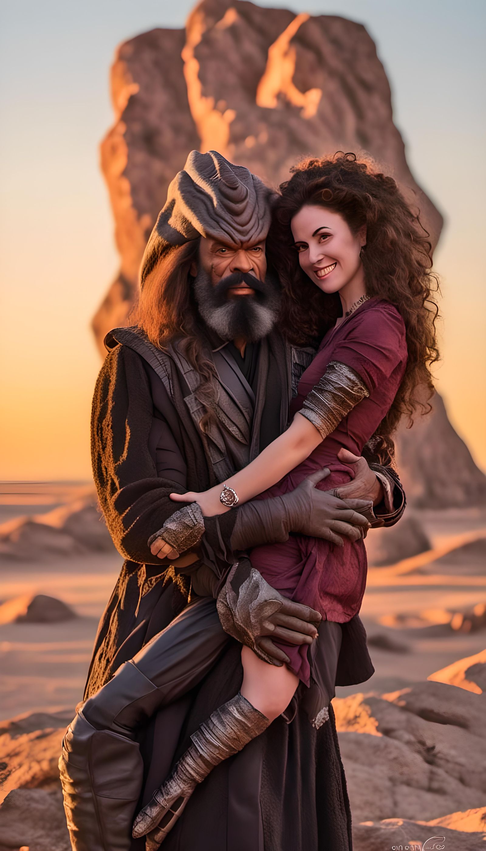 Klingon Couple Posed at Romantic Sunset