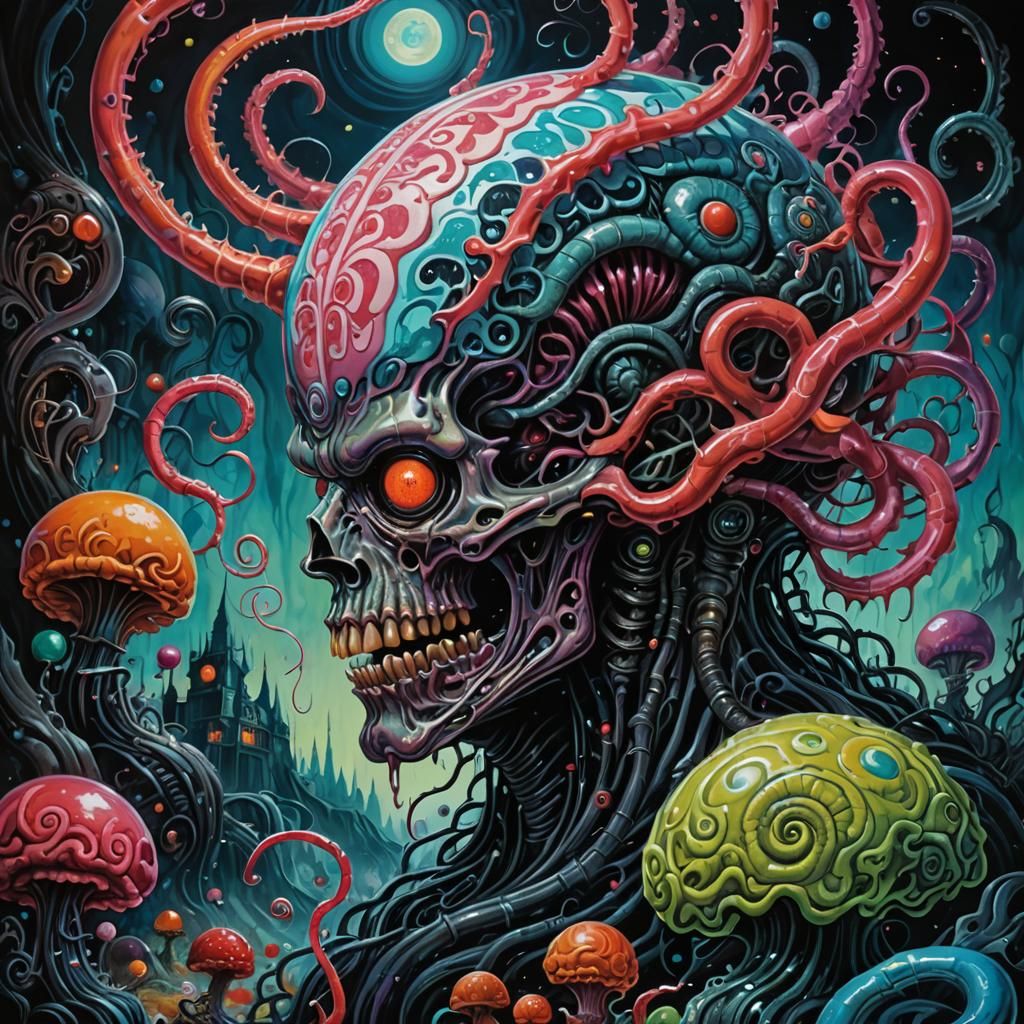 Brain Horror Emerges from Candyland in Fantasy Art