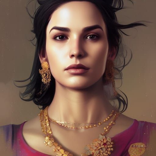 Elegant Woman in Saree: Hyperdetailed Portrait