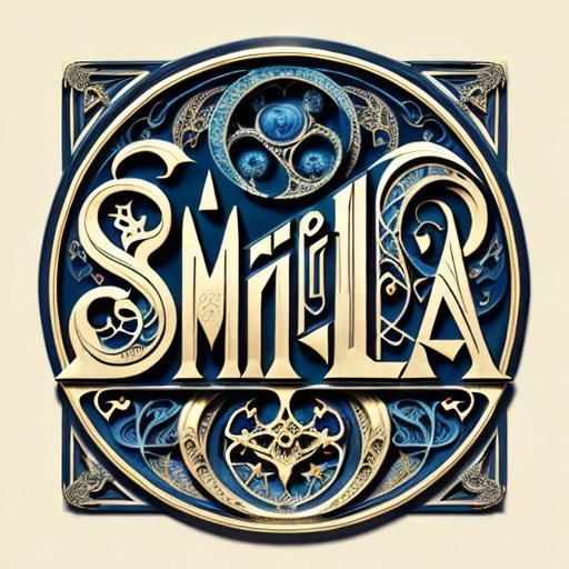 Psychedelic Art Nouveau Logo with Elemental Symbols