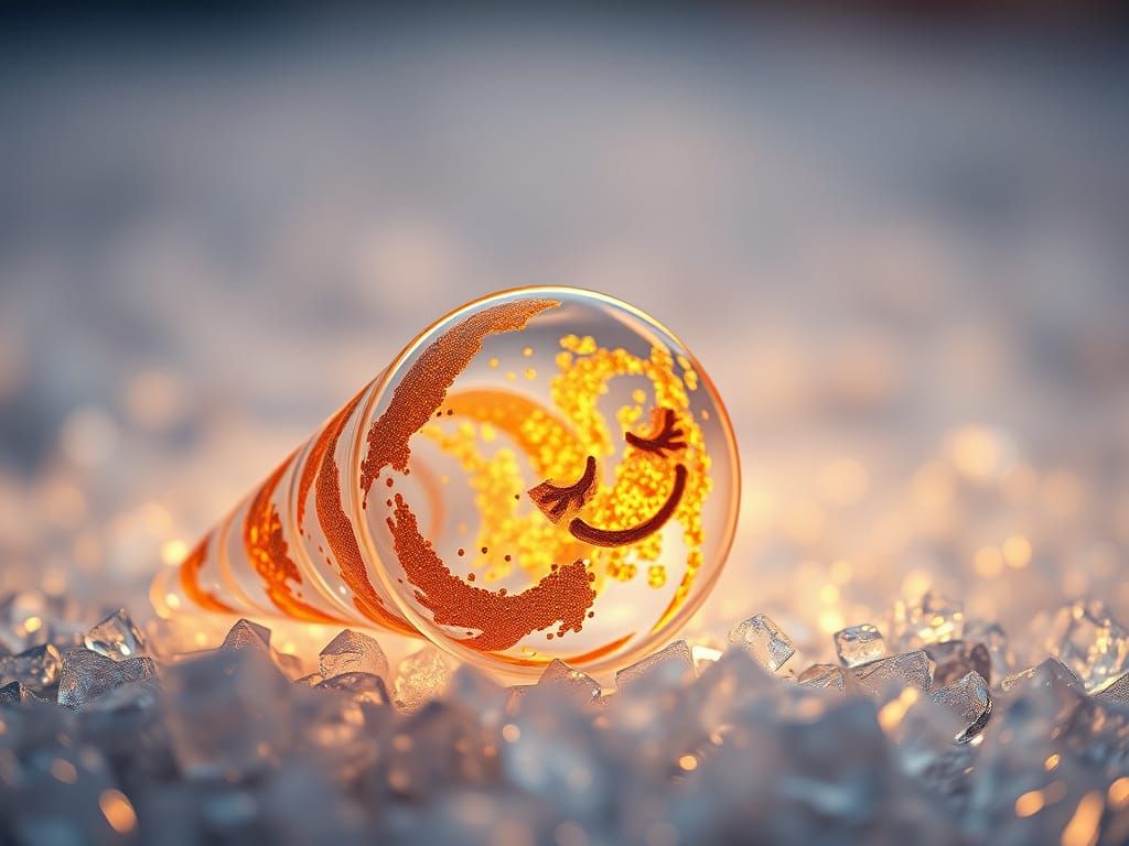 Translucent Glass Cone with Cute Face in Golden Hour Glow
