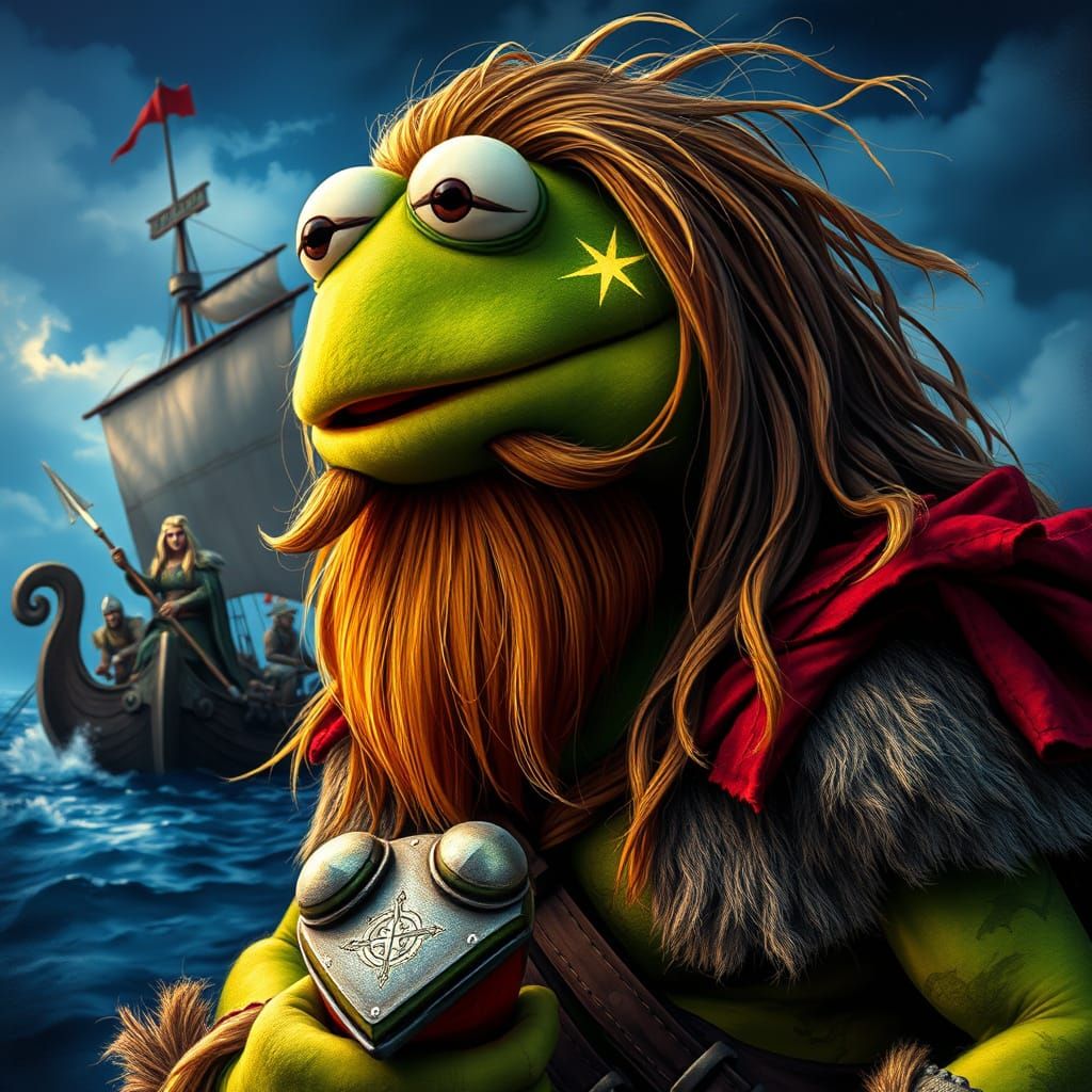 Viking Frog Warrior in Traditional Regalia