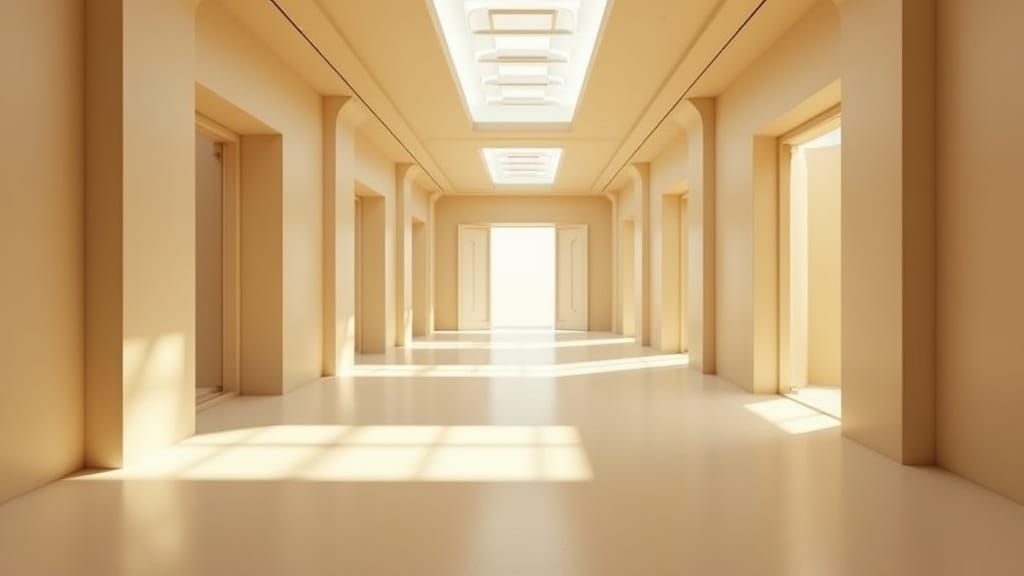 Futuristic Recording Studio Corridor in Modern Style